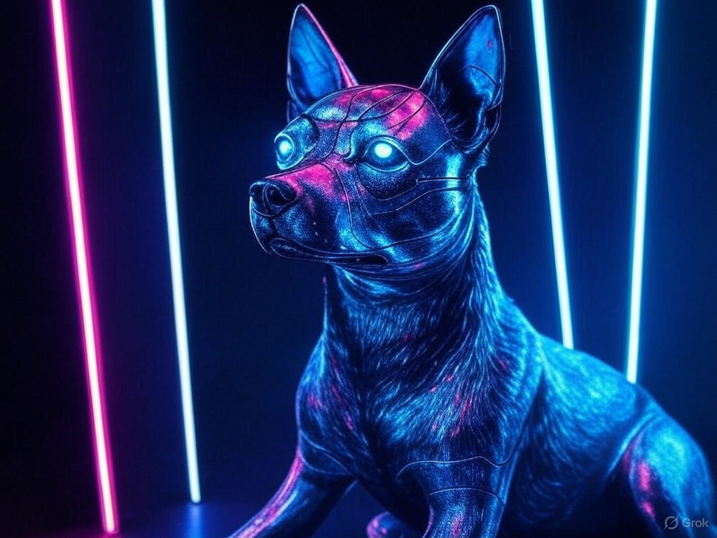 Neon cyberpunk dog